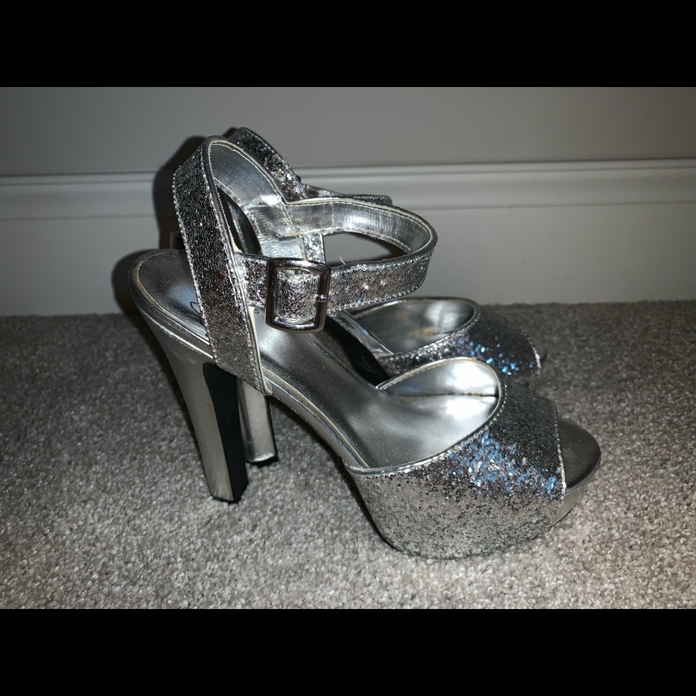 Sparkly Silver Platform Heels